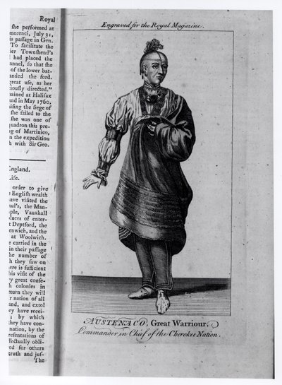 Austenaco, Grote Krijger, Opperbevelhebber van de Cherokee Natie, illustratie uit 